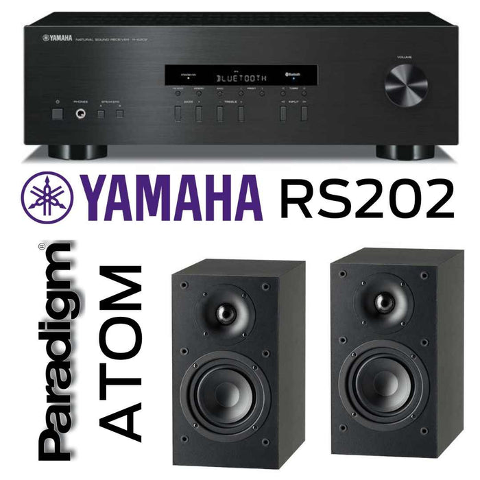 La combinaison du récepteur stéréo Yamaha RS202 100W/Canal avec les enceintes Paradigm ATOM : introduction parfaite dans le monde de l'audio haute-fidélité!