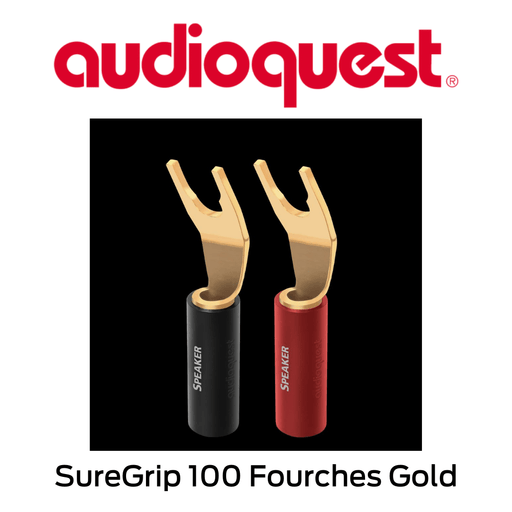 Audioquest - Connecteurs de câbles à haut-parleurs de type Fourches SureGrip 100 Fourches Gold