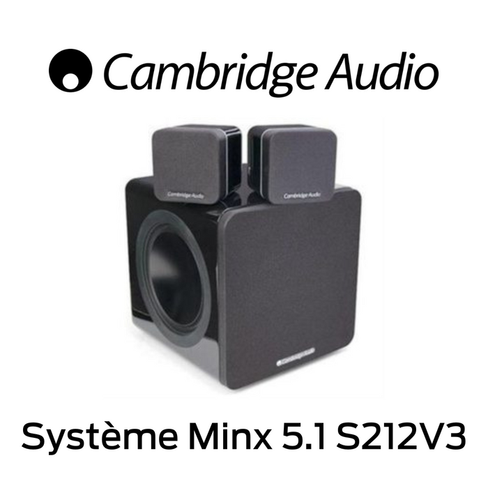 Cambridge Audio Système Minx 2.1 S212V3 - 2 x Satellites Min 12 avec technologie BMR Subwoofer X201 - 200 watts - Woofer Radiateurs passifs d’aluminium aérospatial!