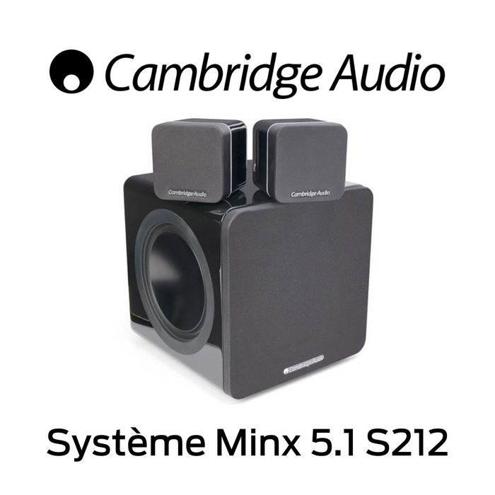 Cambridge Audio Système Minx 5.1 S212 : 2 x Satellites Min 11 avec technologie BMR Subwoofer X200 - 200 watts - Woofer Radiateurs passifs d’aluminium aérospatial!