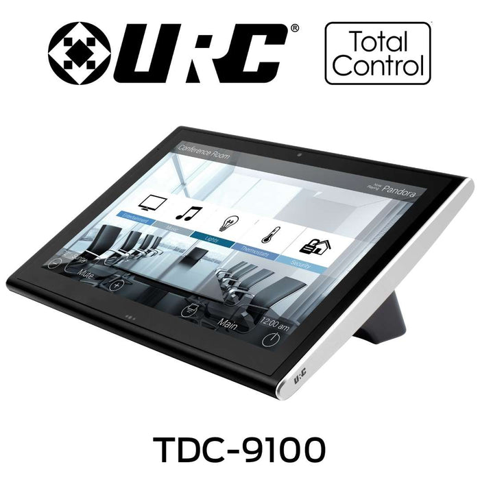 URC Total Control TDC-9100 - Contrôleur à écran tactile LCD couleur haute résolution de table haut de gamme comprend un écran tactile de 10" et un écran LCD brillant affichant des images vives et une interface utilisateur graphique attrayante.