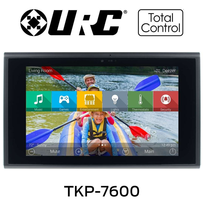 URC Total Control TKP-7600 - Contrôleur à écran tactile de 7'' LCD couleur haute résolution mural de nouvelle génération et un contrôle principal dans toute la maison jusqu'à 32 pièces - divertissement, éclairage, caméras,etc.