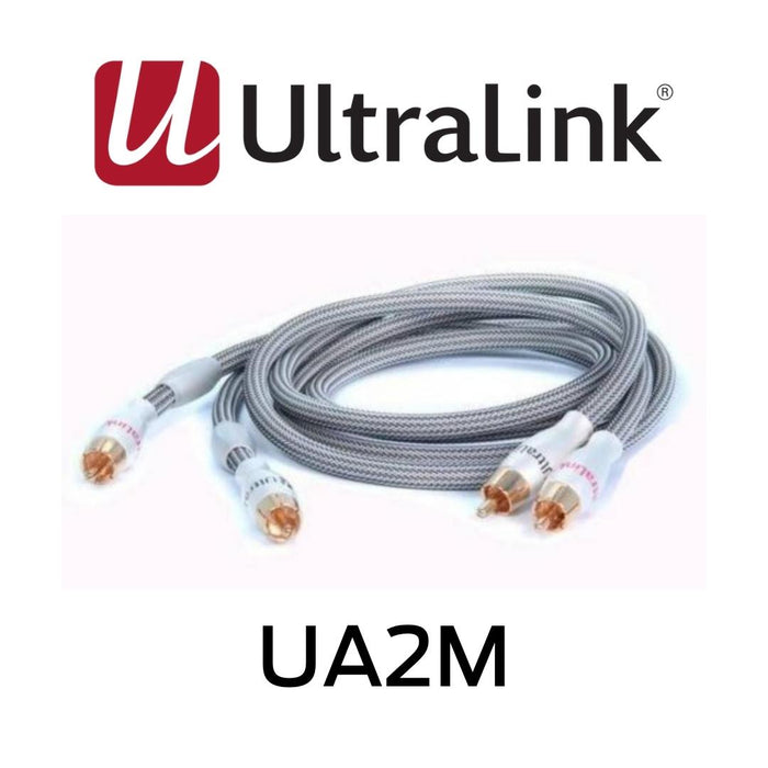 Ultralink UA2M - Câbles analogiques RCA mâle à RCA mâle 2M avec réduction de bruit, connecteurs de précision RCA usinés en or 24 carats et veste PVC avec manche en nylon protecteur!