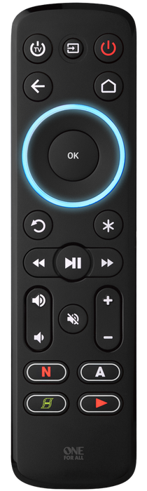 OneForAll URC-7935 - Télécommande Streamer: Contrôle aisé de votre boîtier multimédia, TV et de votre barre de son!Diffusez le contenu de votre choix dans les meilleures conditions à l’aide de cette télécommande aux touches entièrement rétroéclairées.