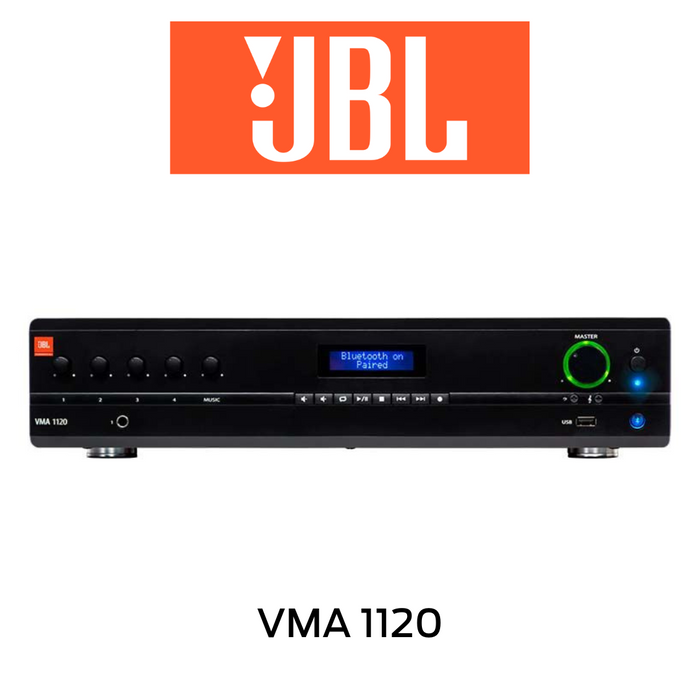 JBL  VMA 1120 - Amplificateur avec une fonctionnalité basse impédance (4Ω, 8Ω) et 1 sortie de 60, 120 ou 240 watts de puissance haute impédance de 70V et 100V