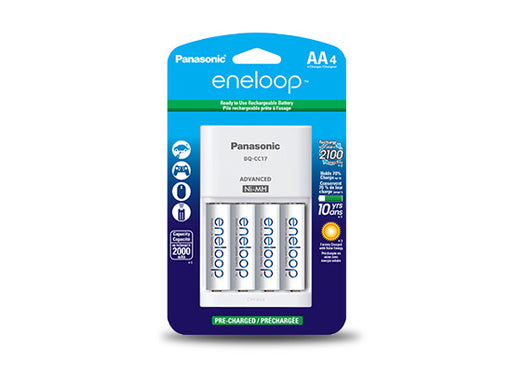Panasonic - Chargeur avec 4 piles eneloop AA Ni-MH préchargées KKJ17MCA4BF